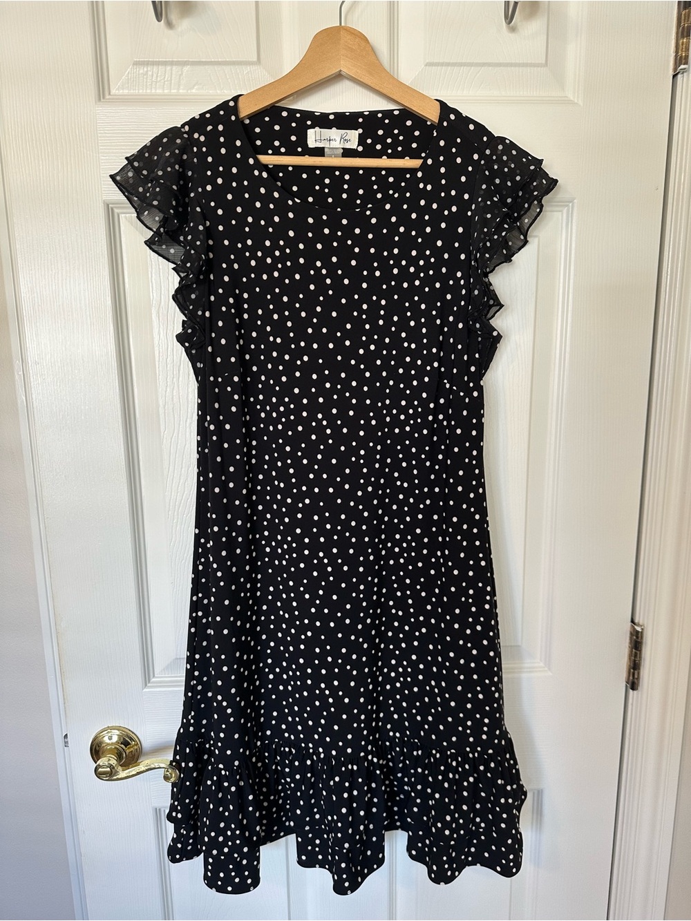 Harper Black and White Polka Dot Ruffle Dress